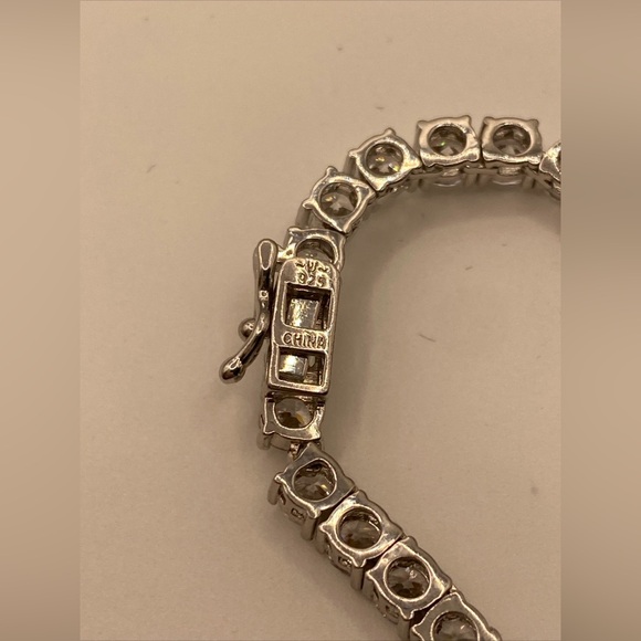 Moissanite Choker Necklace 16” Sterling Silver 925- 28.45 Grams - Picture 7 of 8